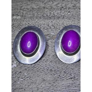 Sterling Silver Purple Stone Stud Earrings Ben Chavez